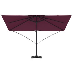 Parasol déporté Roma Rouge Bordeaux 352x251x260 cm en aluminium 