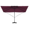 Parasol déporté Roma Rouge Bordeaux 352x251x260 cm en aluminium 