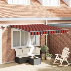 Auvent Rétractable Manuel avec LED Orange et Marron 300x250 cm 