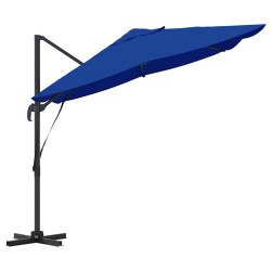 Parasol cantilever Roma bleu azur 352x251x260 cm en aluminium de 