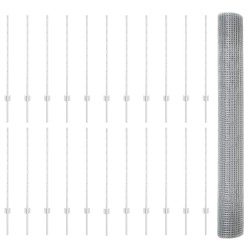 Clôture en fil soudé avec 44 poteaux en U Argent 1x50 m Acier 