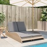 Chaise longue avec coussins beige 114x205x73 cm résine tressée 