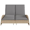 Chaise longue avec coussins beige 114x205x73 cm résine tressée 