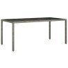 Table de jardin Gris 190x90x75 cm Verre trempé/résine tressée 