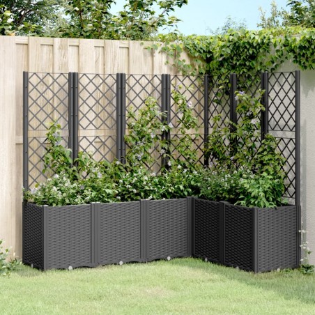 Jardinière avec treillis noir 160x120x140 cm PP 
