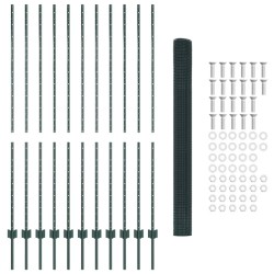 Ensemble de Clôtures de Jardin 2 Pce Vert Métal 25 x 1,5 m 