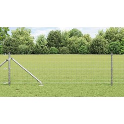 Clôture Euro avec 13 poteaux pointus, 0,8 x 25 m, en acier galvanisé 