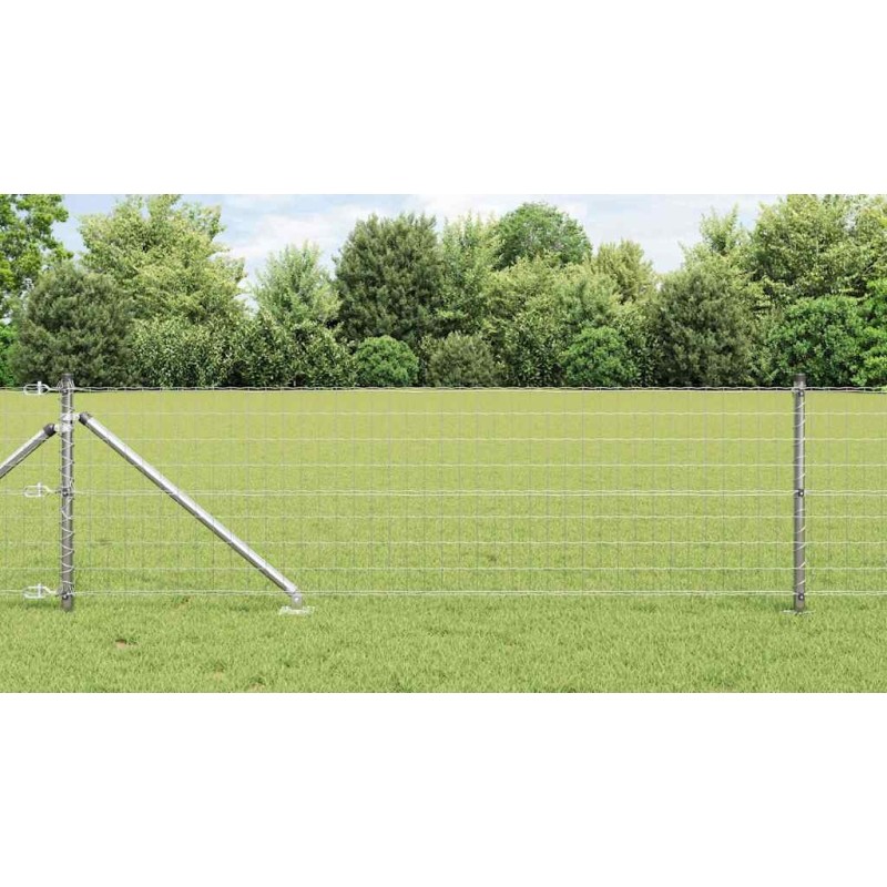 Clôture Euro avec 13 poteaux pointus, 0,8 x 25 m, en acier galvanisé 