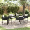 Ensemble de salle à manger de jardin 5 pièces , avec coussins en poly rotin noir 