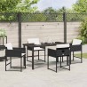 Ensemble de salle à manger de jardin 5 pièces , avec coussins en poly rotin noir 