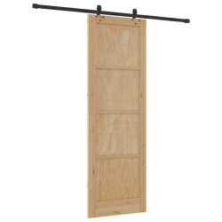 Porte Coulissante avec Set de Quincaillerie 'ORKDAL'Bois Massif en Pin 
