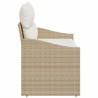 Canapé de jardin 2 places avec coussins Beige en poly rotin 