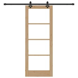 Porte coulissante avec matériel 'ORKDAL'en bois massif et verre 