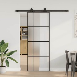 Porte coulissante kit de quincaillerie noir 76x205 cm verre ESG 