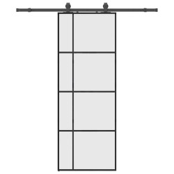 Porte coulissante kit de quincaillerie noir 76x205 cm verre ESG 