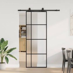 Porte coulissante kit de quincaillerie noir 76x205 cm verre ESG 