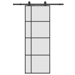Porte coulissante kit de quincaillerie noir 76x205 cm verre ESG 