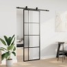 Porte coulissante kit de quincaillerie noir 76x205 cm verre ESG 