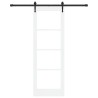 Porte coulissante avec ensemble de quincaillerie blanche 73,5x211 cm en bois massif de pin 