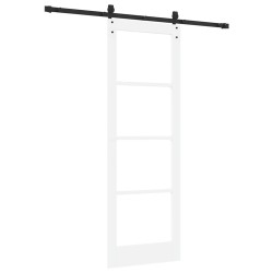 Porte coulissante avec ensemble de quincaillerie blanche 73,5x211 cm en bois massif de pin 