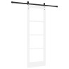 Porte coulissante avec ensemble de quincaillerie blanche 73,5x211 cm en bois massif de pin 