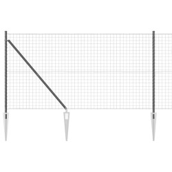 Clôture Euro avec 7 poteaux pointus, 1,4 x 10 m, en acier galvanisé gris 