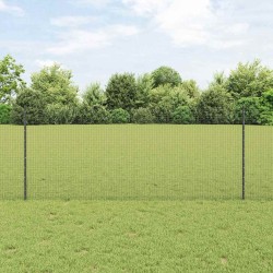 Clôture en fil soudé avec 44 poteaux U Gris 1x50 m en acier 
