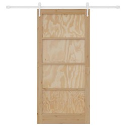 Porte Coulissante avec Set de Quincaillerie 93x202 cm en Bois Massif de Pin 