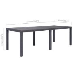Table de jardin Marron 220x90x72 cm Plastique Aspect de rotin 