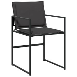 Set de salle à manger de jardin 5 pièces avec coussins en textilène noir et acier. 