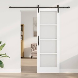 Porte coulissante avec quincaillerie 'ORKDAL'en bois blanc et verre 