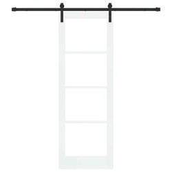 Porte coulissante avec quincaillerie 'ORKDAL'en bois blanc et verre 