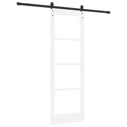 Porte coulissante avec quincaillerie 'ORKDAL'en bois blanc et verre 