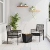 Ensemble de Bistro de Jardin 3 Pièces avec Coussins en Poly Rattan Noir 