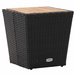 Ensemble de Bistro de Jardin 3 Pièces avec Coussins en Poly Rattan Noir 