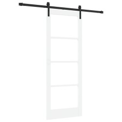 Porte coulissante avec quincaillerie "ORKDAL" Bois massif et verre blanc 
