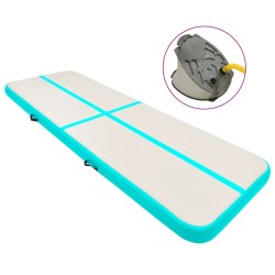 Tapis gonflable de gymnastique avec pompe 400x100x20cm PVC Vert 