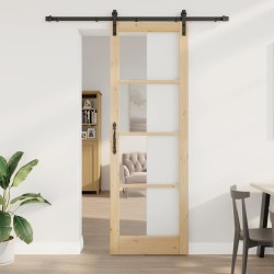 Porte Coulissante ORKDAL Ensemble de 2 Naturel et noir Bois, Métal 