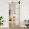 Porte Coulissante ORKDAL Ensemble de 2 Naturel et noir Bois, Métal 