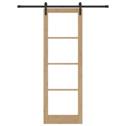 Porte Coulissante ORKDAL Ensemble de 2 Naturel et noir Bois, Métal 