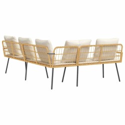 Canapé en L Naturel 231x173x78 cm en Poly Rattan 