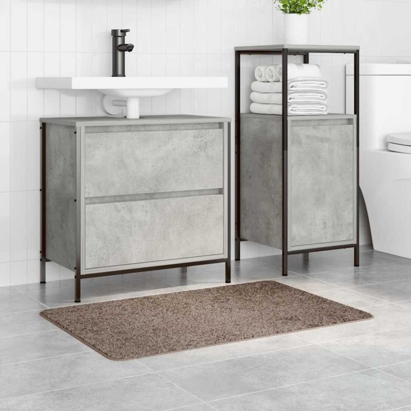 Tapis de bain rectangulaire marron 60x90 cm en polypropylène antidérapant 