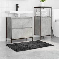 Tapis de bain Rectangulaire Gris Foncé 60x90 cm Polypropylène Antidérapant 