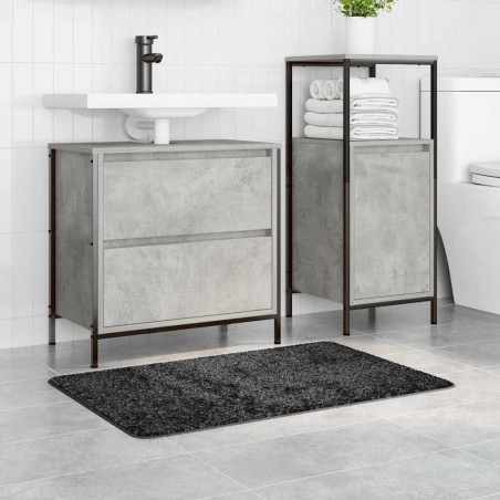 Tapis de bain Rectangulaire Gris Foncé 60x90 cm Polypropylène Antidérapant 