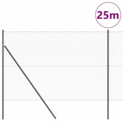 Clôture Hexagonale Grise 1,6x25 m Acier 