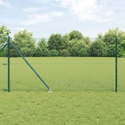 Clôture en maillons de chaîne avec poteaux Vert 1.2 x 10 m 