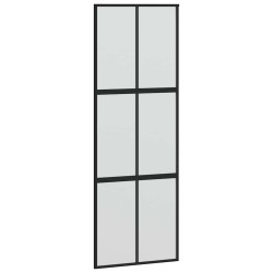 Porte coulissante kit quincaillerie noir 76x205 cm verre trempé 
