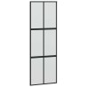 Porte coulissante kit quincaillerie noir 76x205 cm verre trempé 