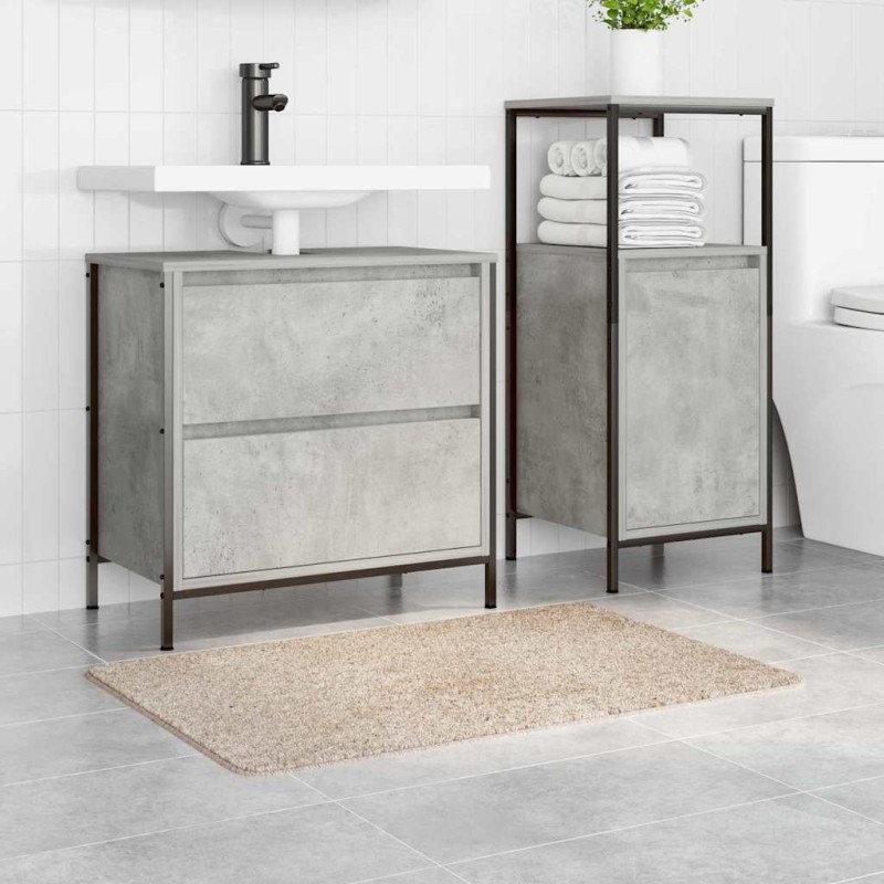 Tapis de bain rectangulaire crème 60x90 cm en polypropylène antidérapant 