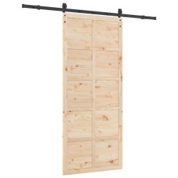 Porte coulissante Marron 80 x 208 cm Bois massif en pin 